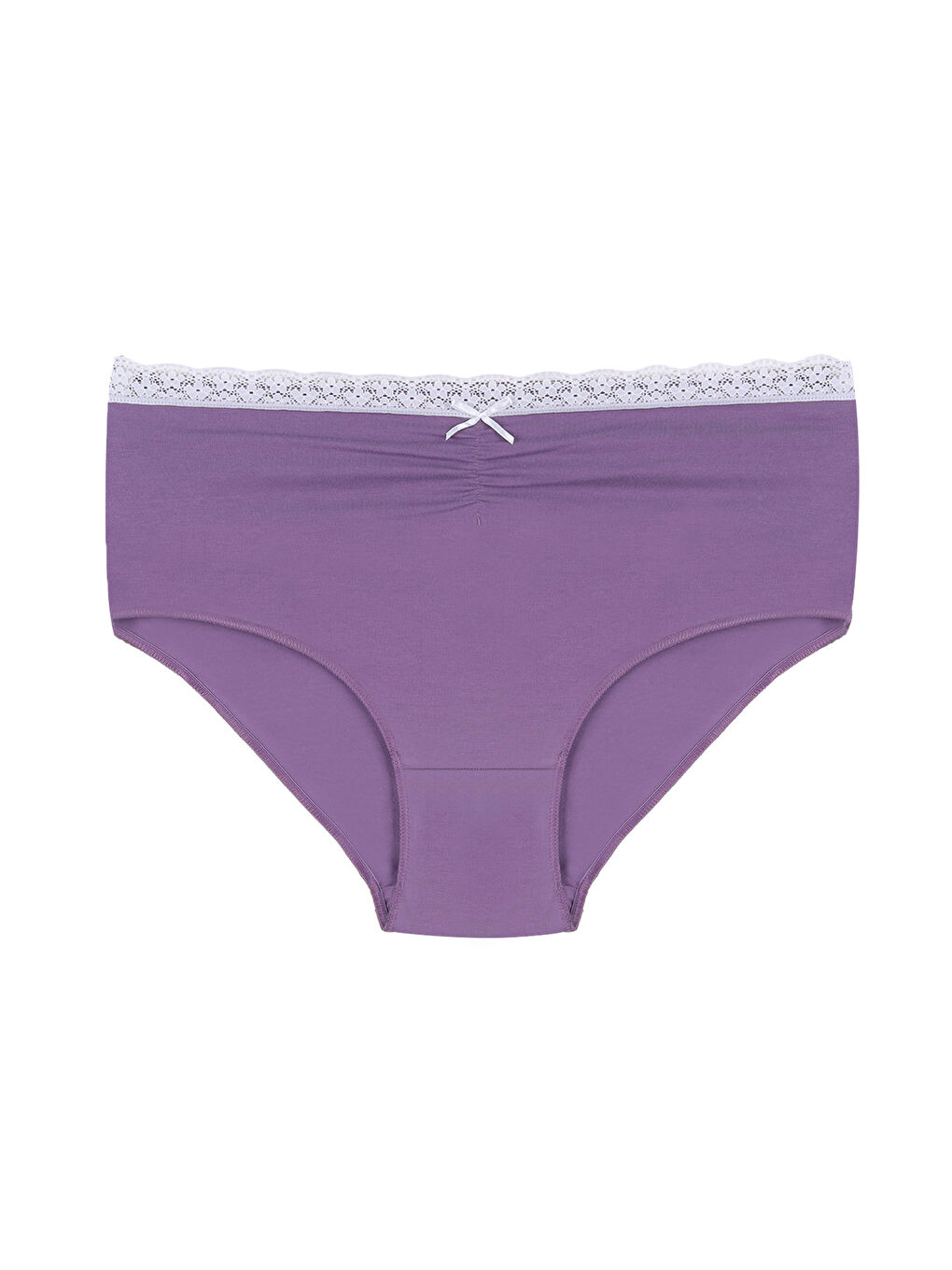 Pembe Kadın Ön Bel Dantelli Büzgülü ve Fiyonk Detaylı Lastikli 3'lü Külot-1