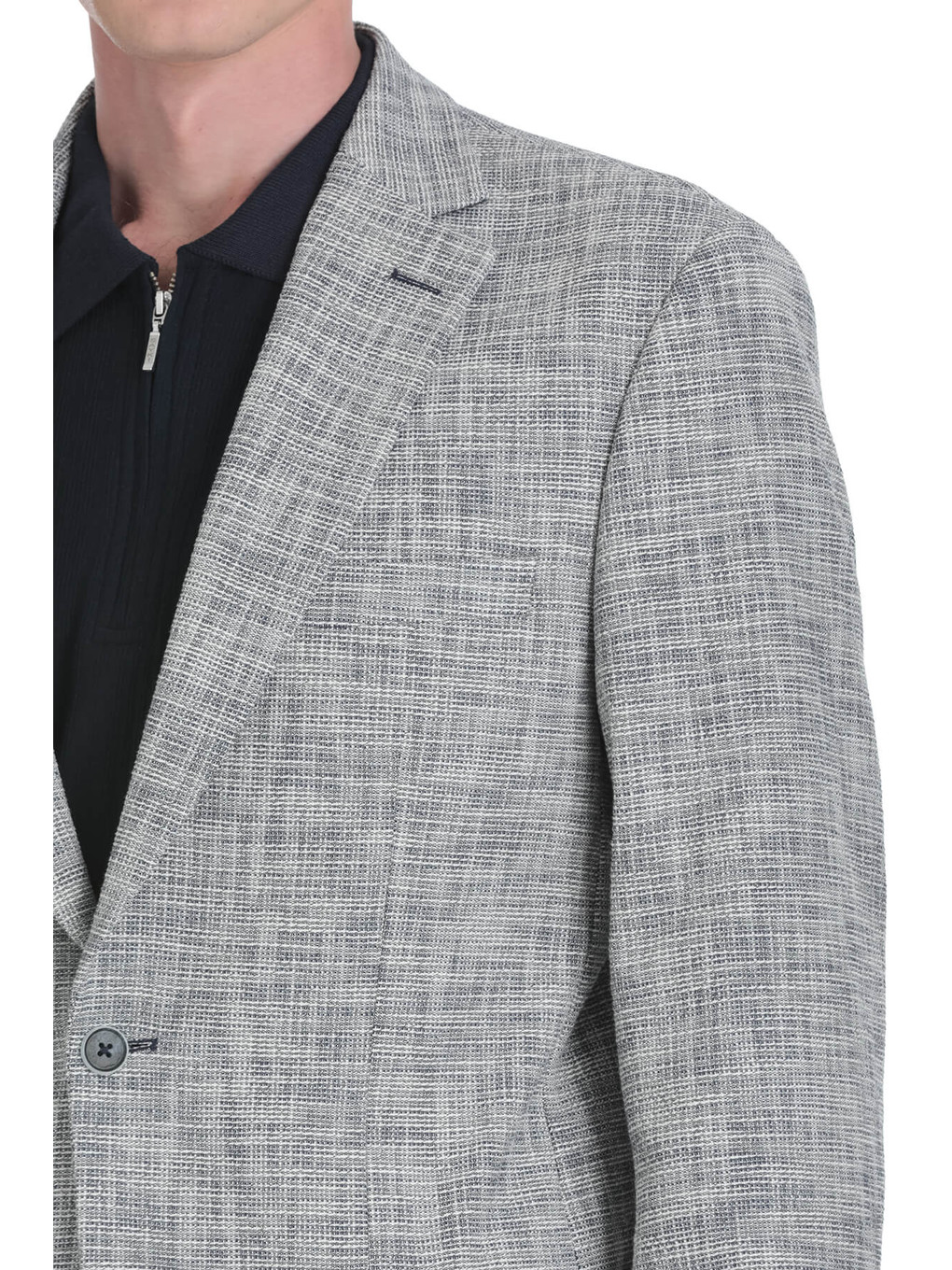 Lacivert Slim Fit Mono Yaka Casual Ceket-3
