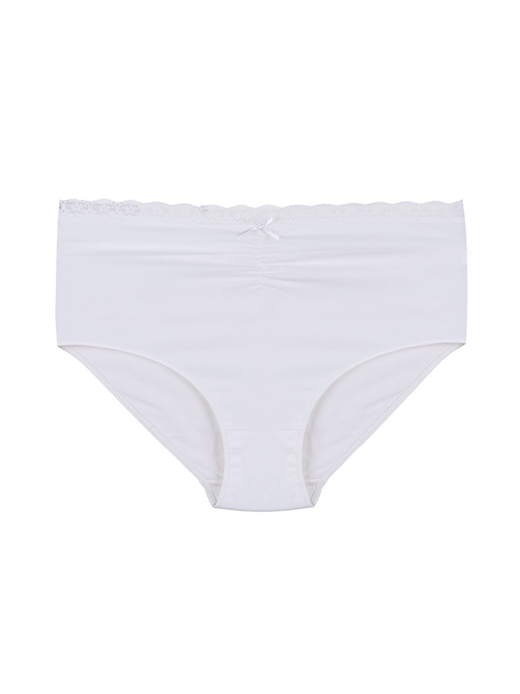 Pembe Kadın Ön Bel Dantelli Büzgülü ve Fiyonk Detaylı Lastikli 3'lü Külot-2