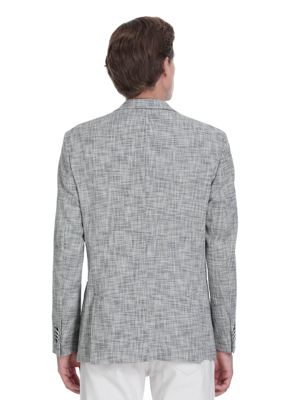 Lacivert Slim Fit Mono Yaka Casual Ceket-4