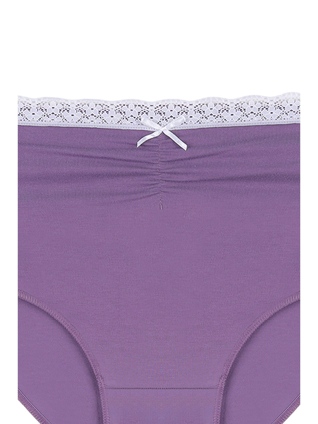 Pembe Kadın Ön Bel Dantelli Büzgülü ve Fiyonk Detaylı Lastikli 3'lü Külot-4