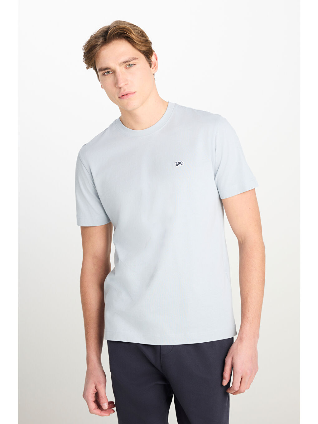 Regular Fit Normal Kesim Bisiklet Yaka Pamuklu Gri Tişört