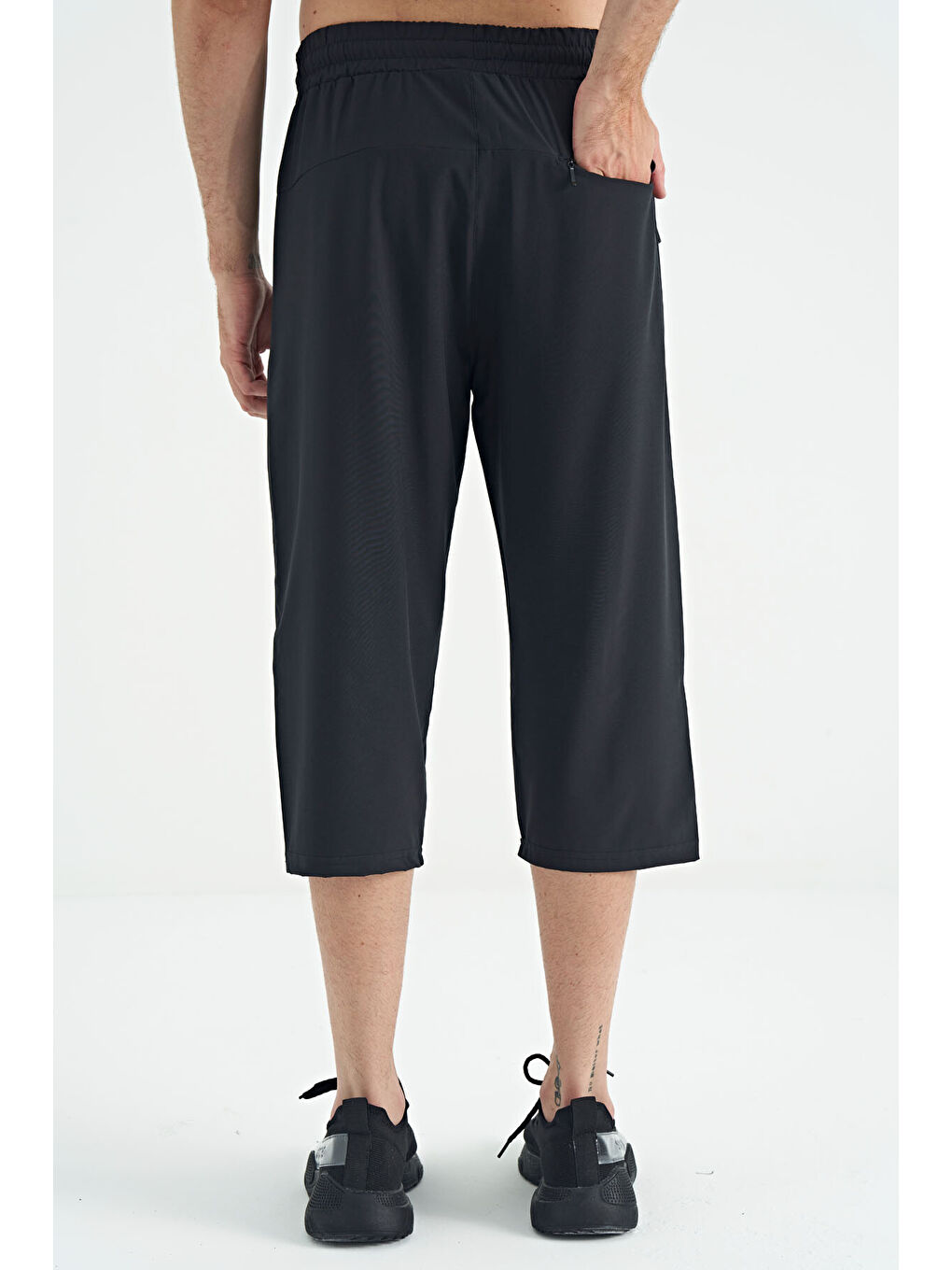 Antrasit Bağcıklı Standart Kalıp Fermuar Cepli Aktif Spor Erkek Kapri - 83096-2