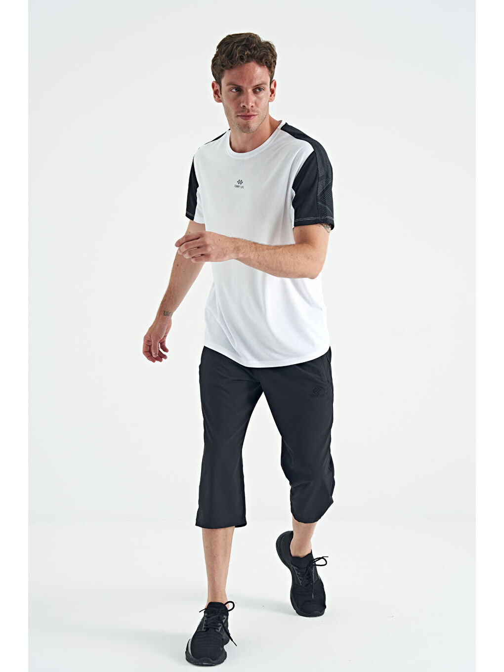 Antrasit Bağcıklı Standart Kalıp Fermuar Cepli Aktif Spor Erkek Kapri - 83096-4