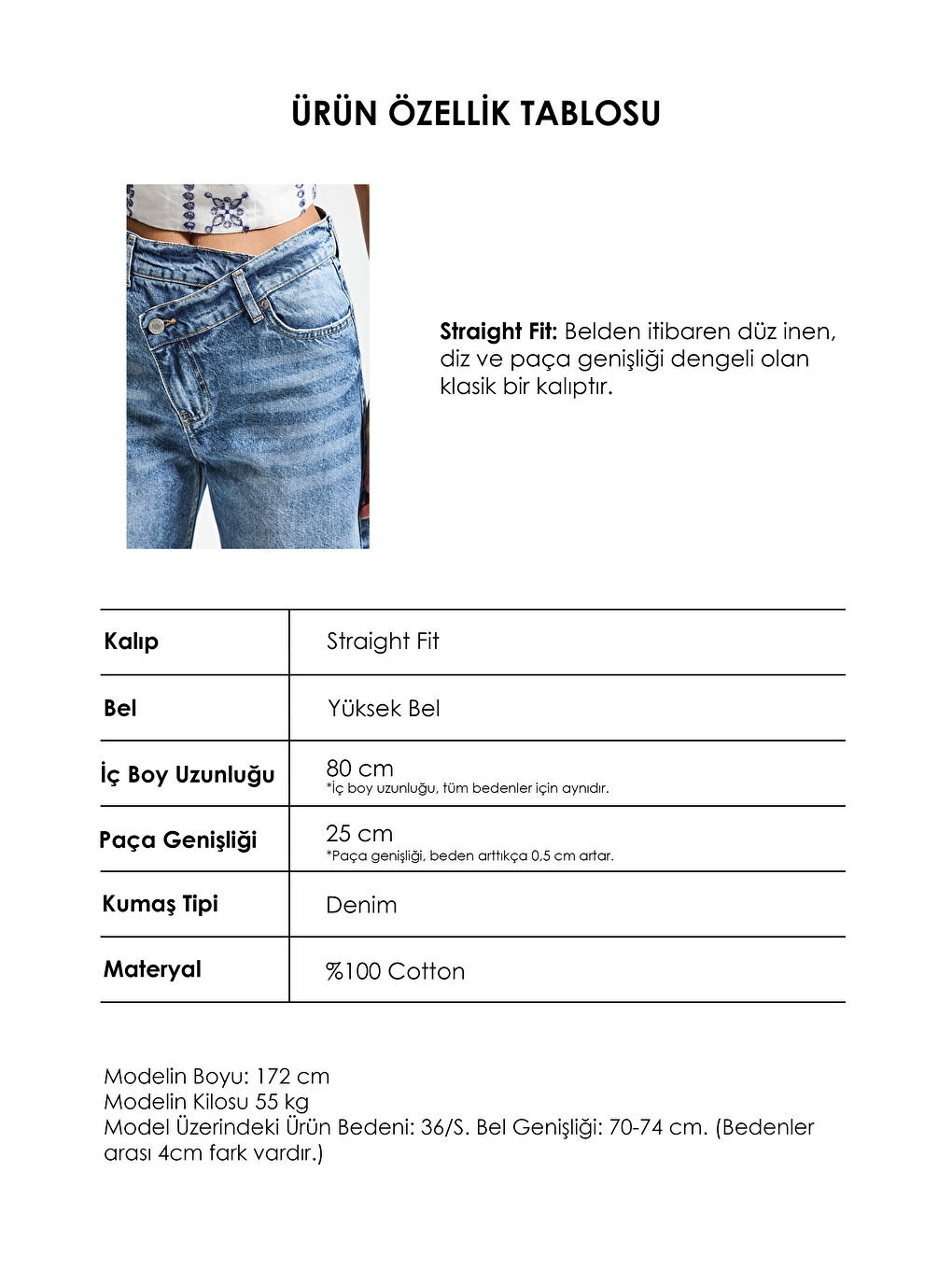Mavi Kadın Jean Rengi 4s6-4 Straight Fit Yüksek Bel Tasarım Denim Jean-3
