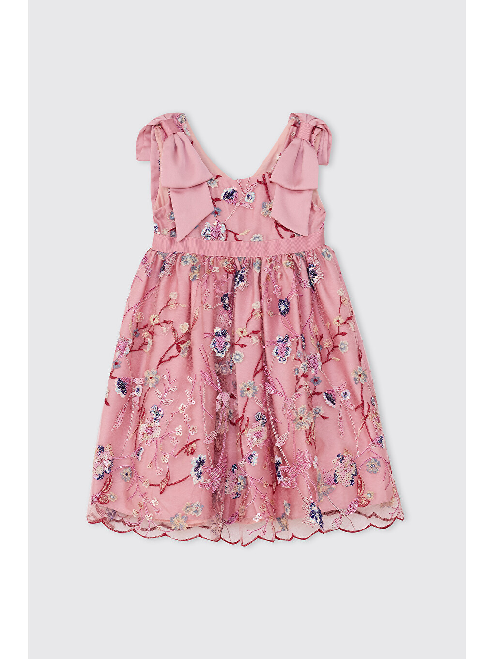 Kız Bebek Çiçek Desenli Pembe Elbise