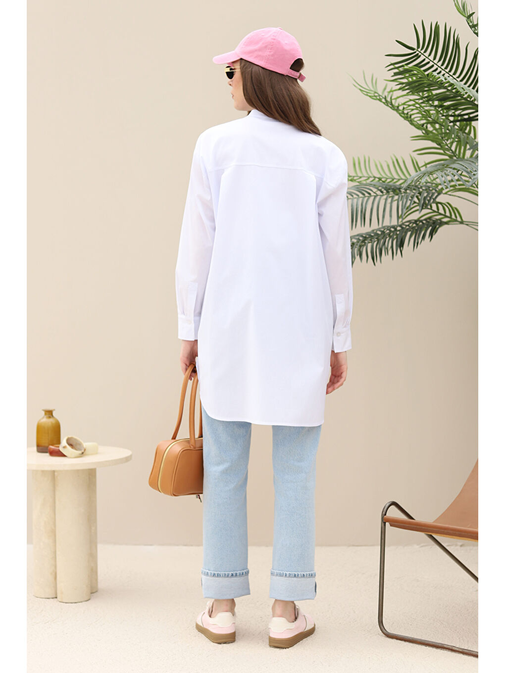 Poplin Cepli Gömlek Beyaz-2