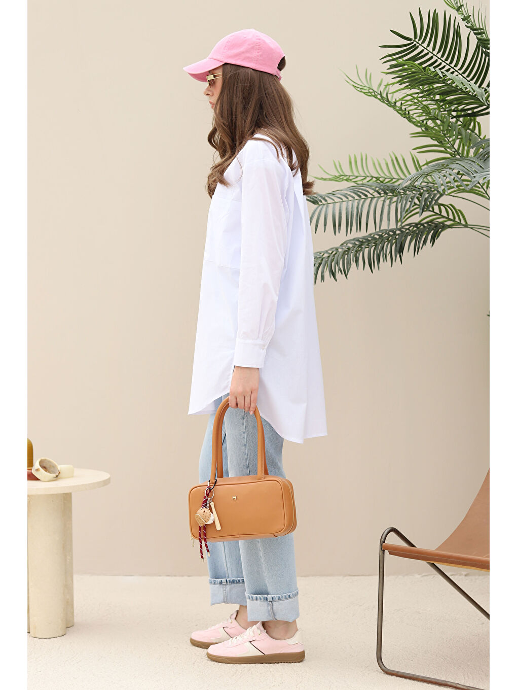 Poplin Cepli Gömlek Beyaz-3