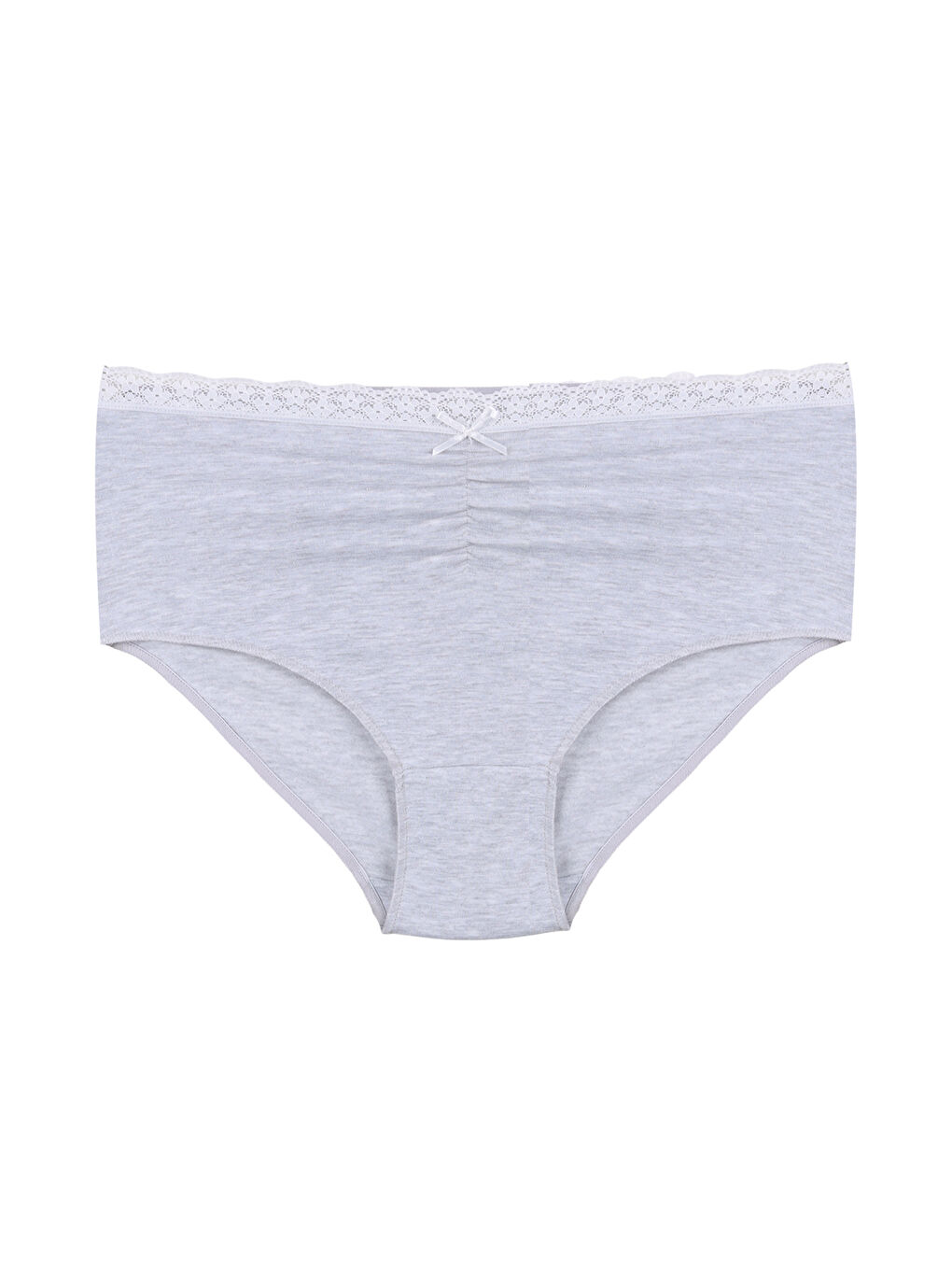 Yeşil Kadın Ön Bel Dantelli Büzgülü ve Fiyonk Detaylı Lastikli 3'lü Külot-3