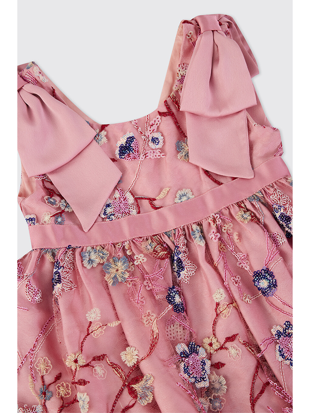 Kız Bebek Çiçek Desenli Pembe Elbise-2
