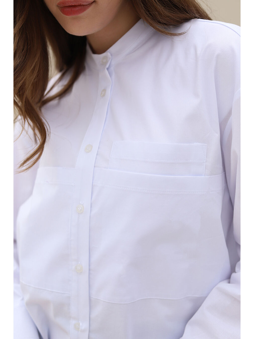 Poplin Cepli Gömlek Beyaz-4