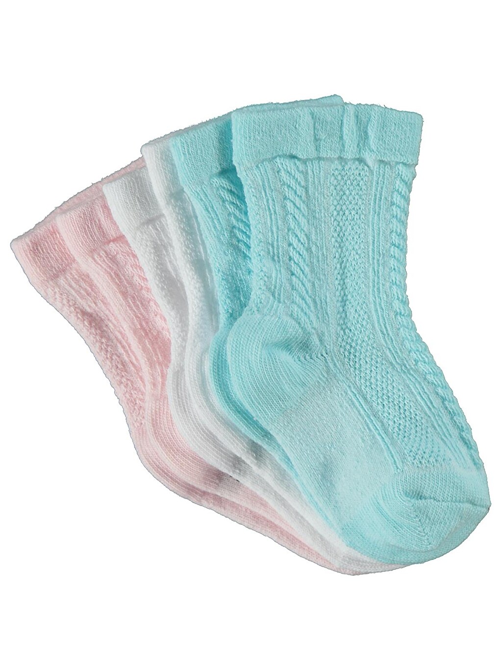 Beyaz Baby Jakarlı Basic 3'lü 6-18 Ay Bebek Kız Çorap Set - Standart-4