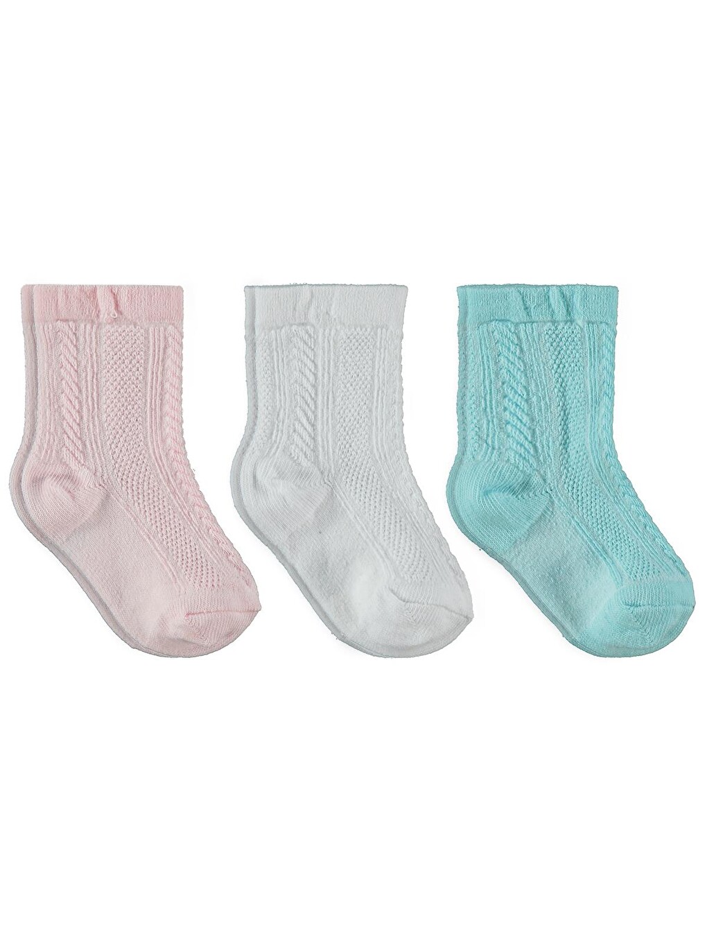 Beyaz Baby Jakarlı Basic 3'lü 6-18 Ay Bebek Kız Çorap Set - Standart-5