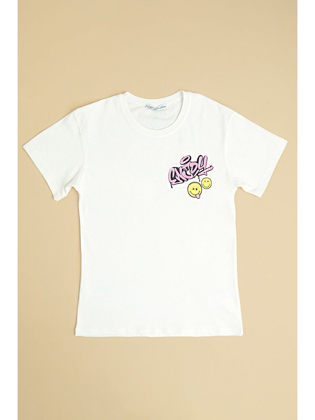 Beyaz Enjoy Yazı Baskılı Kız Çocuk Tişört