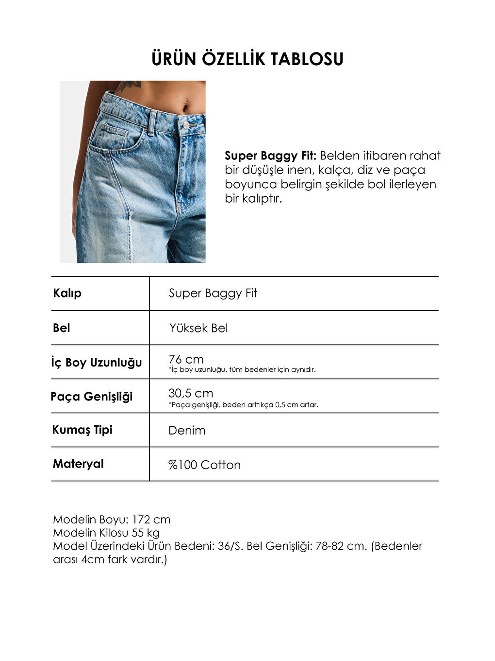 Mavi Kadın Jean Rengi 4s6-32 Süper Baggy Fit Paça Detaylı Özel Tasarım Denim Jean-3