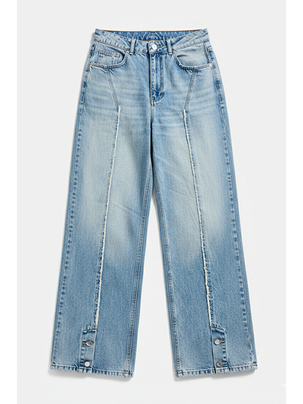 Mavi Kadın Jean Rengi 4s6-32 Süper Baggy Fit Paça Detaylı Özel Tasarım Denim Jean-4