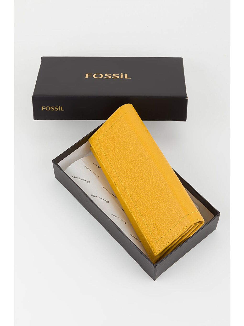 Sarı Kutulu Hakiki Kadın El Portföyü Uzun Cüzdan-5
