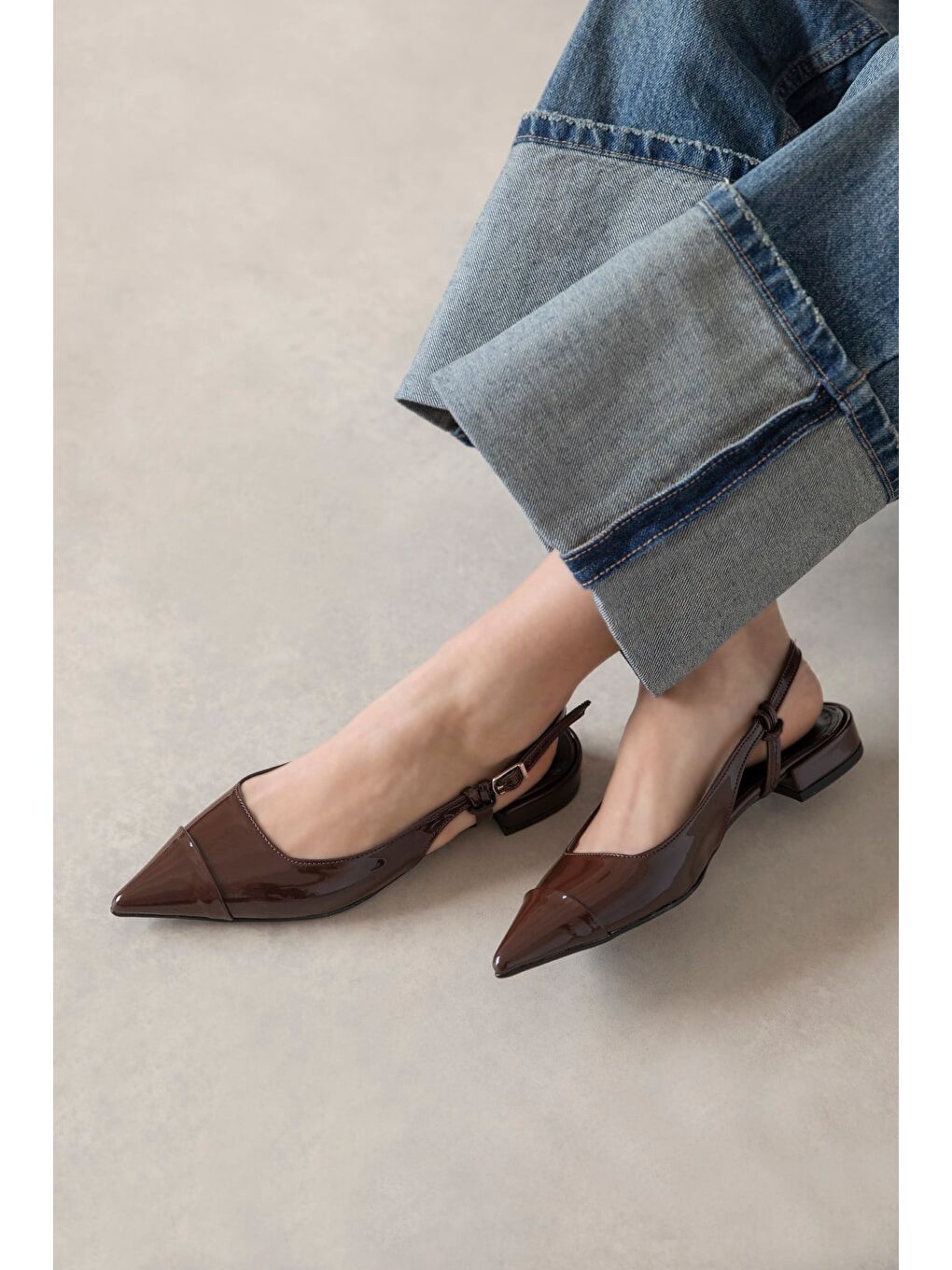 Kahverengi Hubert Kadın Topuklu Rugan  Ayakkabı Kahve