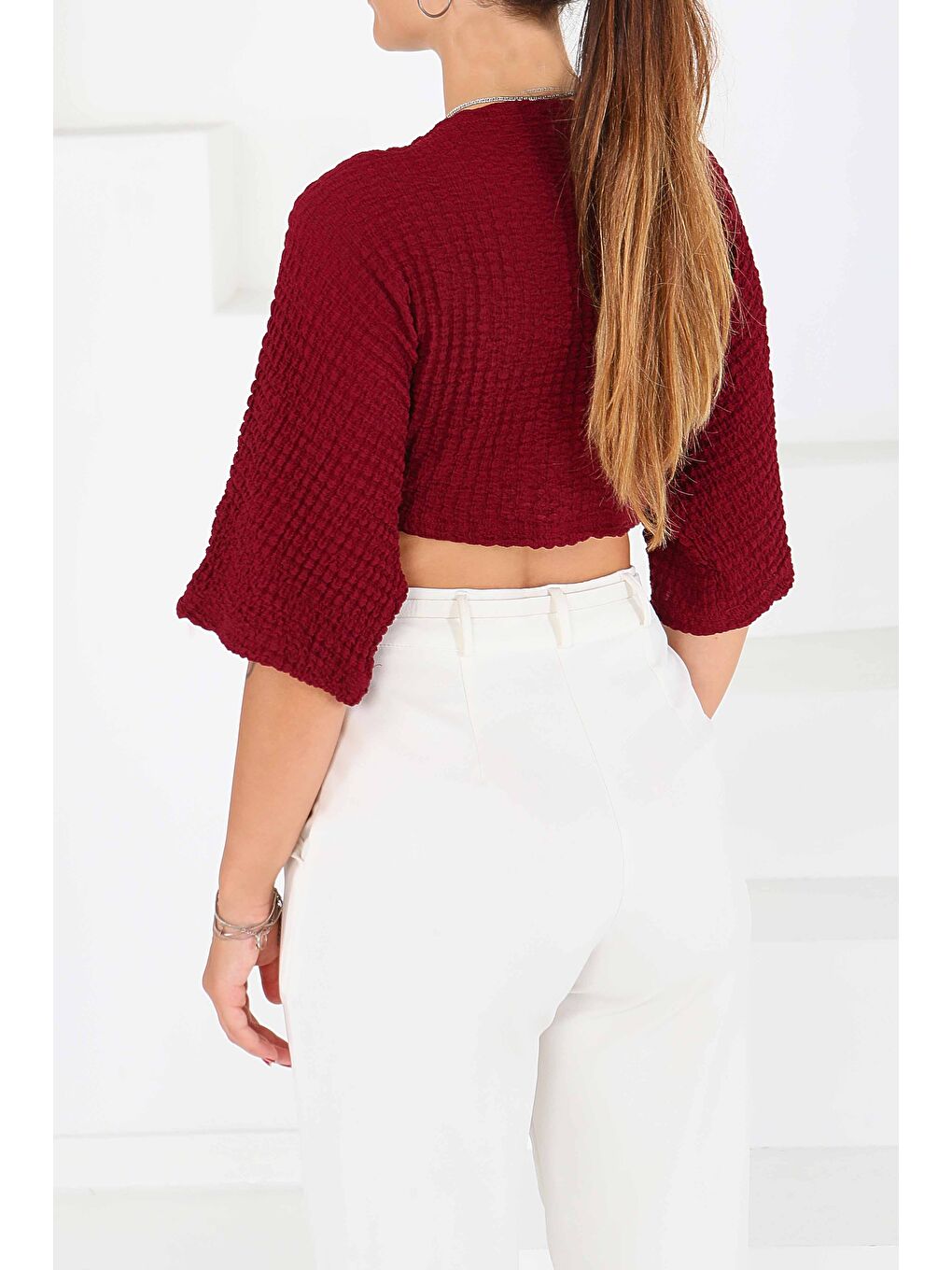 Bağlamalı Bluz Bordo - 27539-5