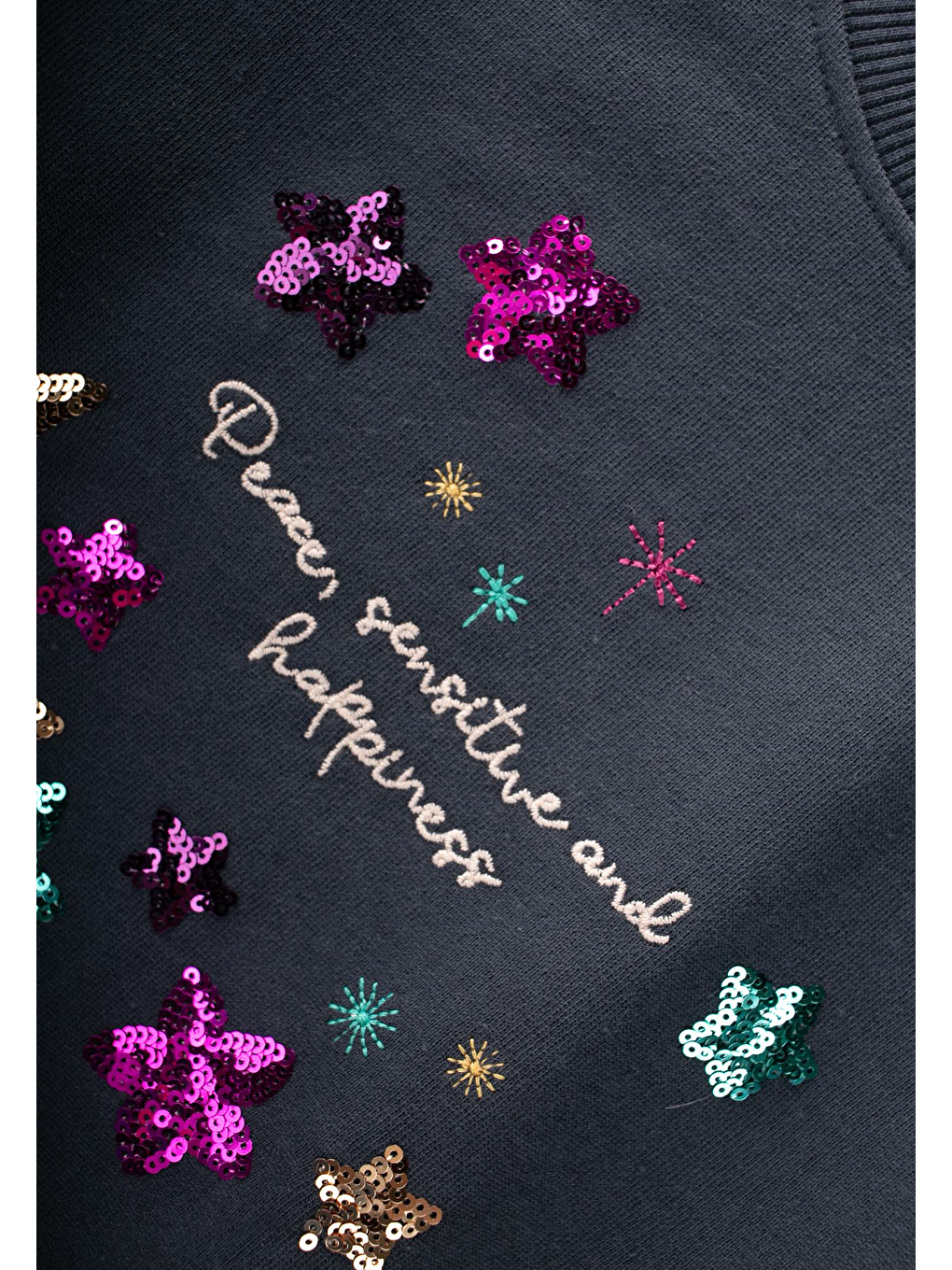 Pullu Ay Yıldız Nakışlı Sweatshirt 2-8 Yaş Antrasit-2