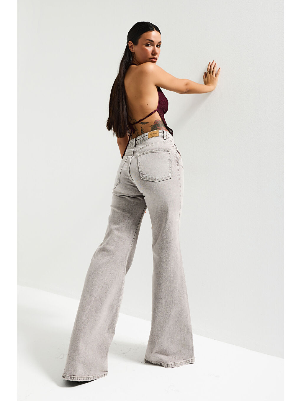 Bej Kadın Taş Jean Rengi 4s6-158 Flare Fit Komfort Kumaş İç Boy 83cm Denim Jean-1