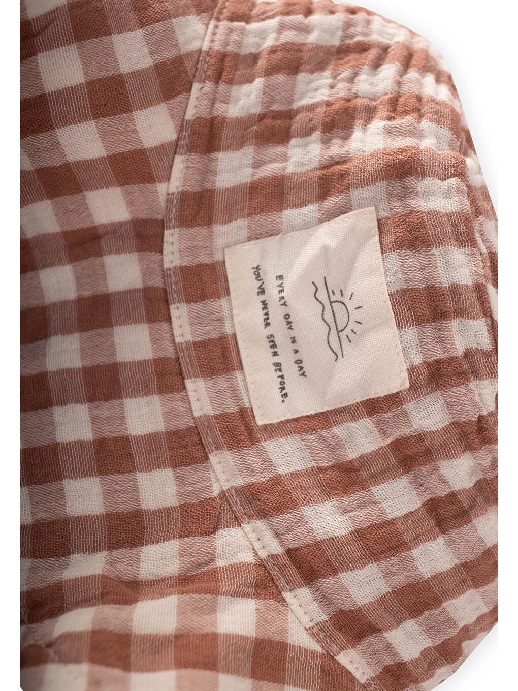 Kahverengi Müslin Fötr Şapka 2-8 Yaş Kahve Ekose-1