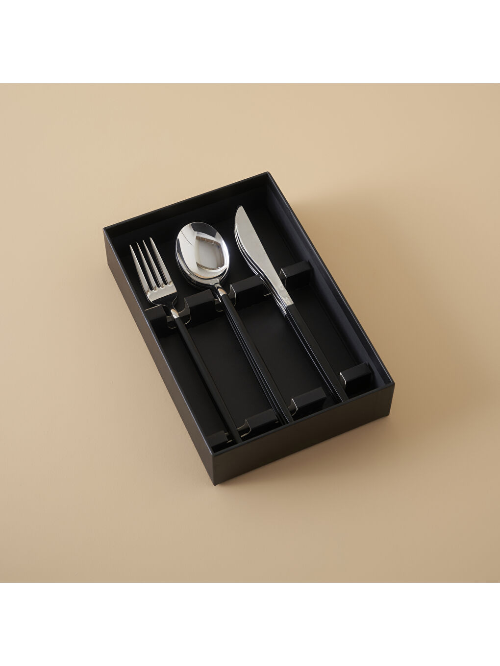 Siena 18 Parça 6 Kişilik Yemek Çatal Kaşık Bıçak Seti Siyah-2