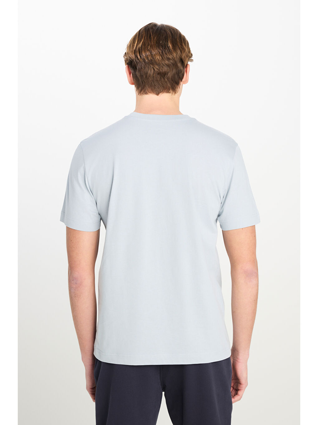 Regular Fit Normal Kesim Bisiklet Yaka Pamuklu Gri Tişört-4