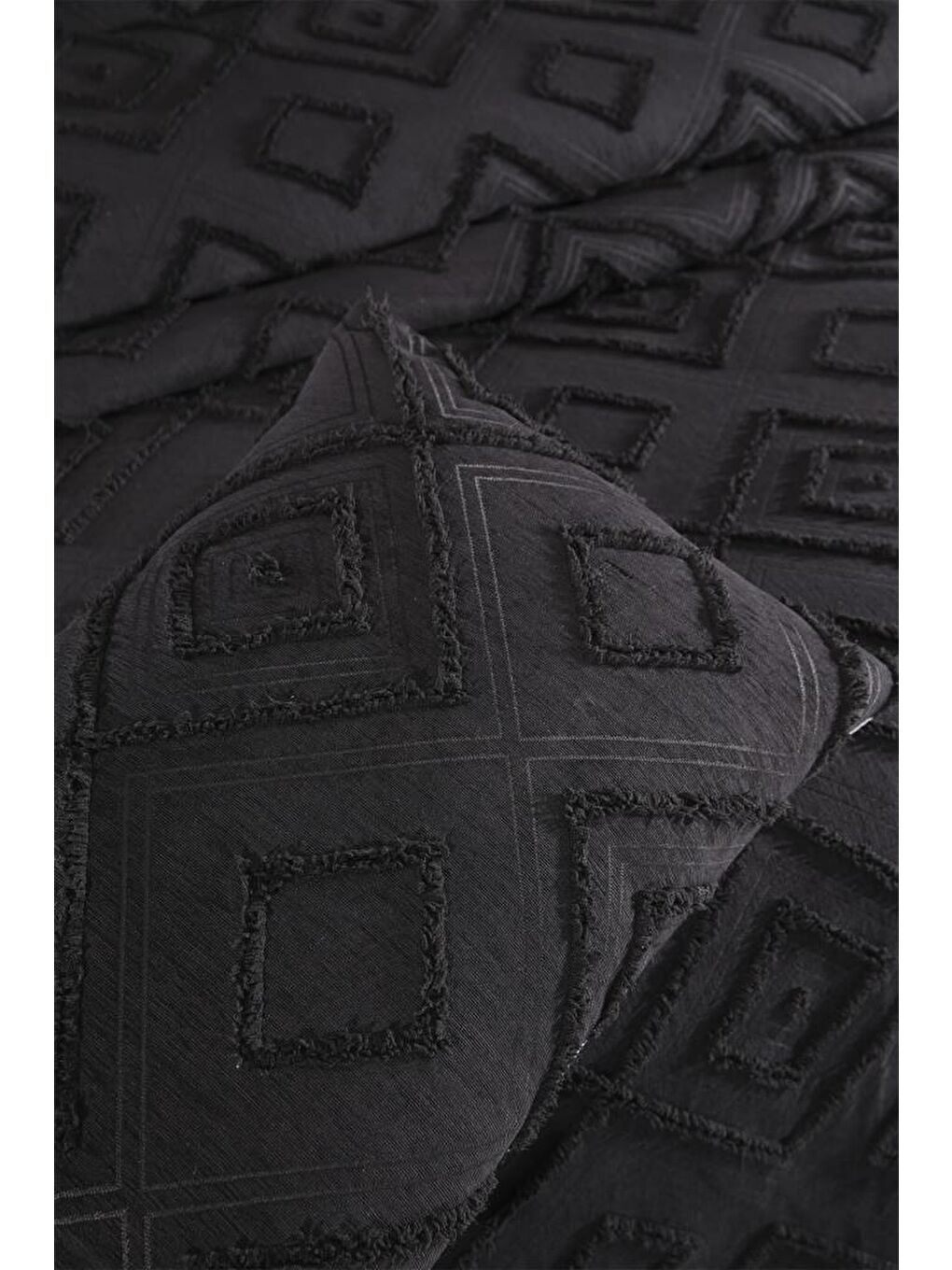 Samira 2 Parça Tek Kişilik Pike Takımı Siyah-3