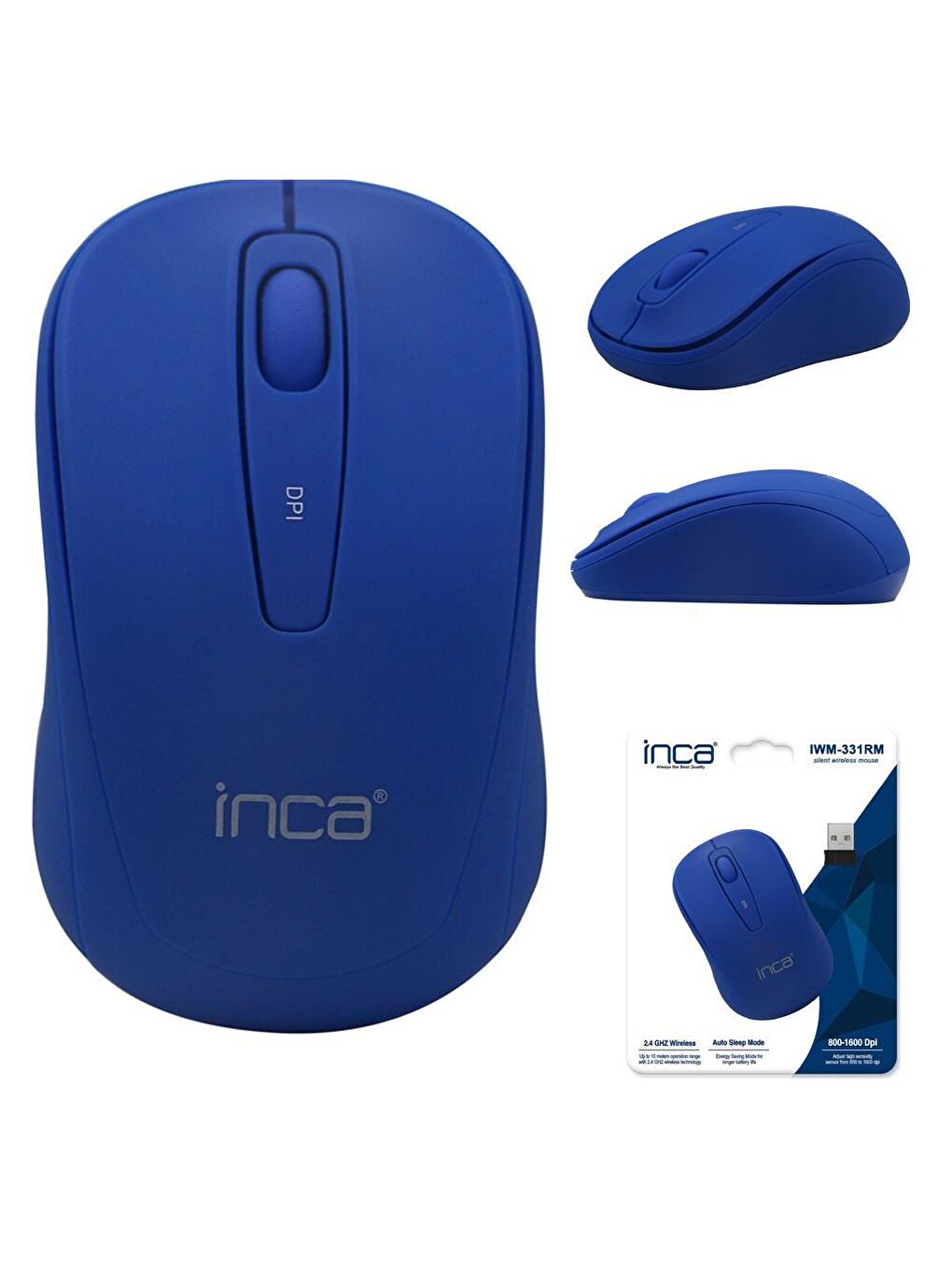 Inca Mavi-Petrol IWM-331RM Silent Sessiz Tuş ve Tıklamalı Kablosuz Mouse - 1