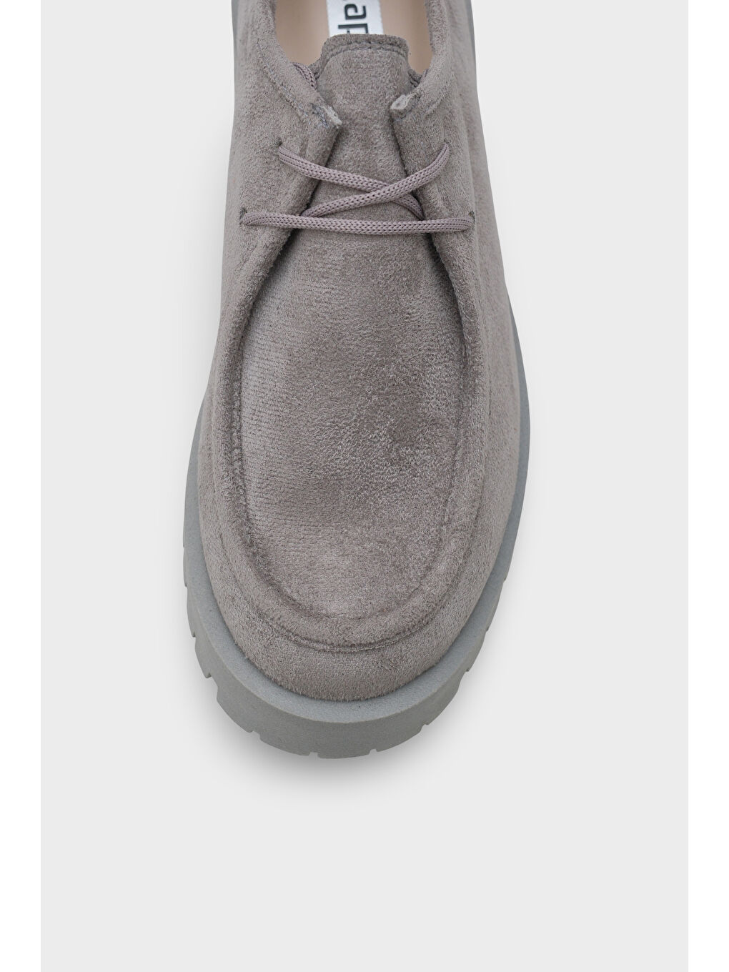 Gri Shelly Trak Tabanlı Süet Kadın Loafer Ayakkabı-2