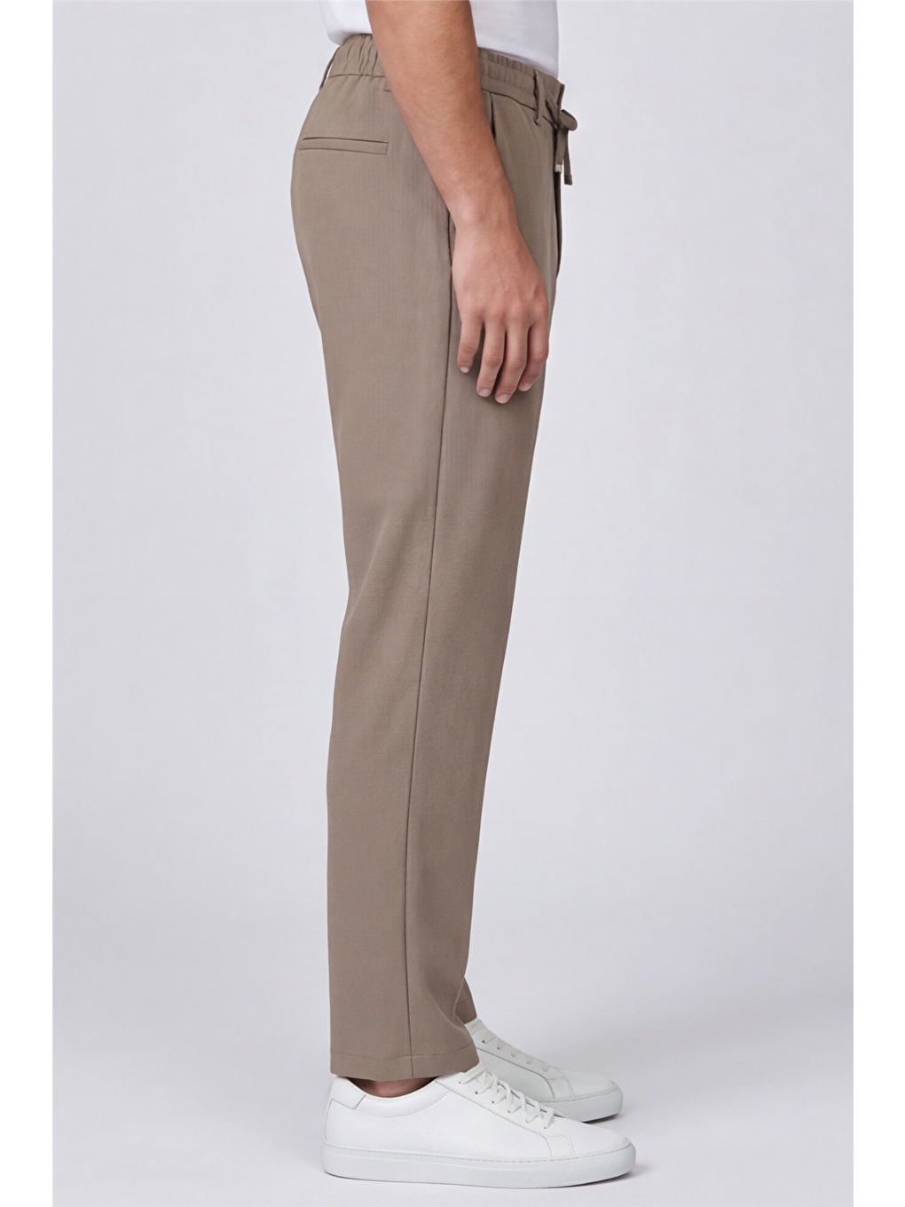 Erkek Kahverengi Normal Kesim Regular Fit Pamuklu Armürlü Bel Lastikli Jogger Pantolon-3