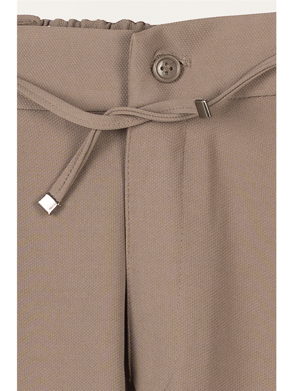 Erkek Kahverengi Normal Kesim Regular Fit Pamuklu Armürlü Bel Lastikli Jogger Pantolon-4