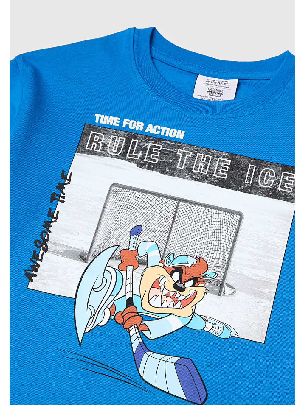 Erkek Çocuk Mavi Baskılı Bisiklet Yaka Uzun Kollu T-Shirt-2