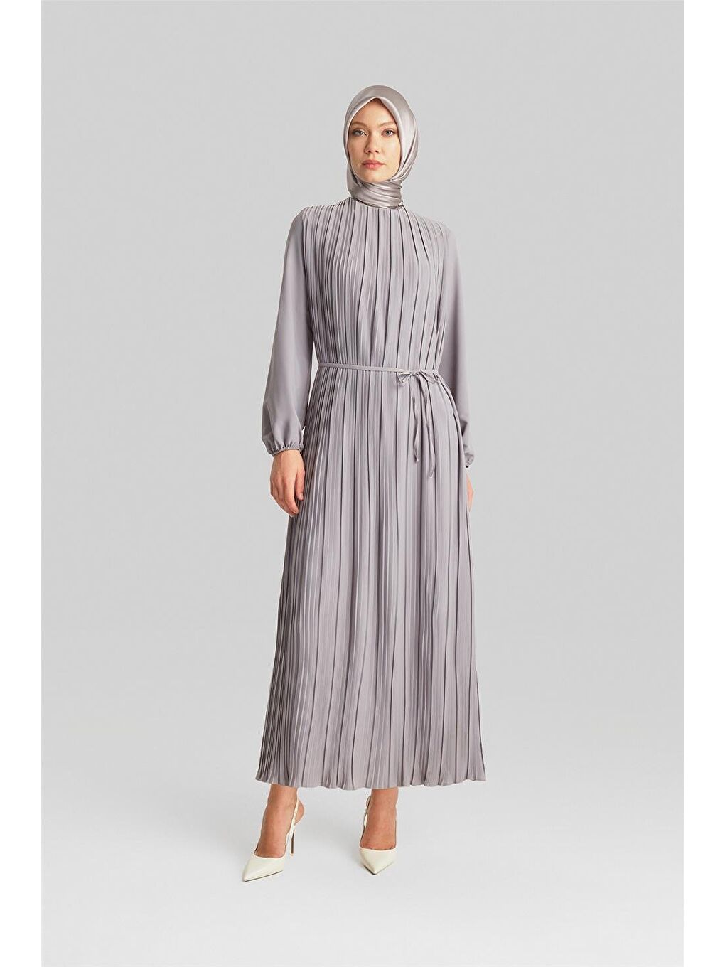 Piliseli Elbise 24Yd9435 Gri-2