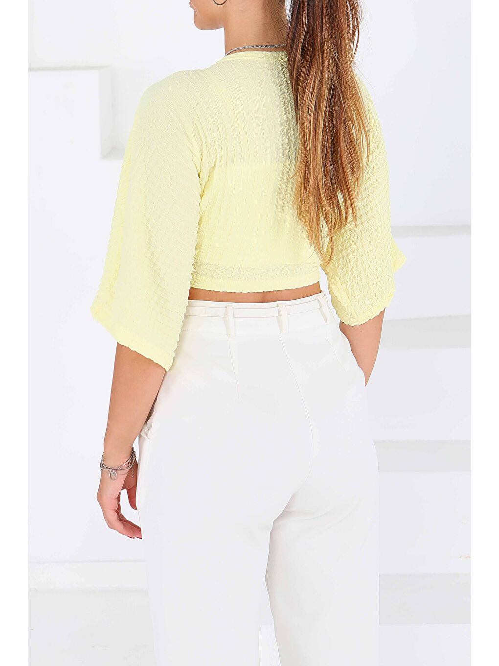 Sarı Bağlamalı Bluz Sari - 27539-3