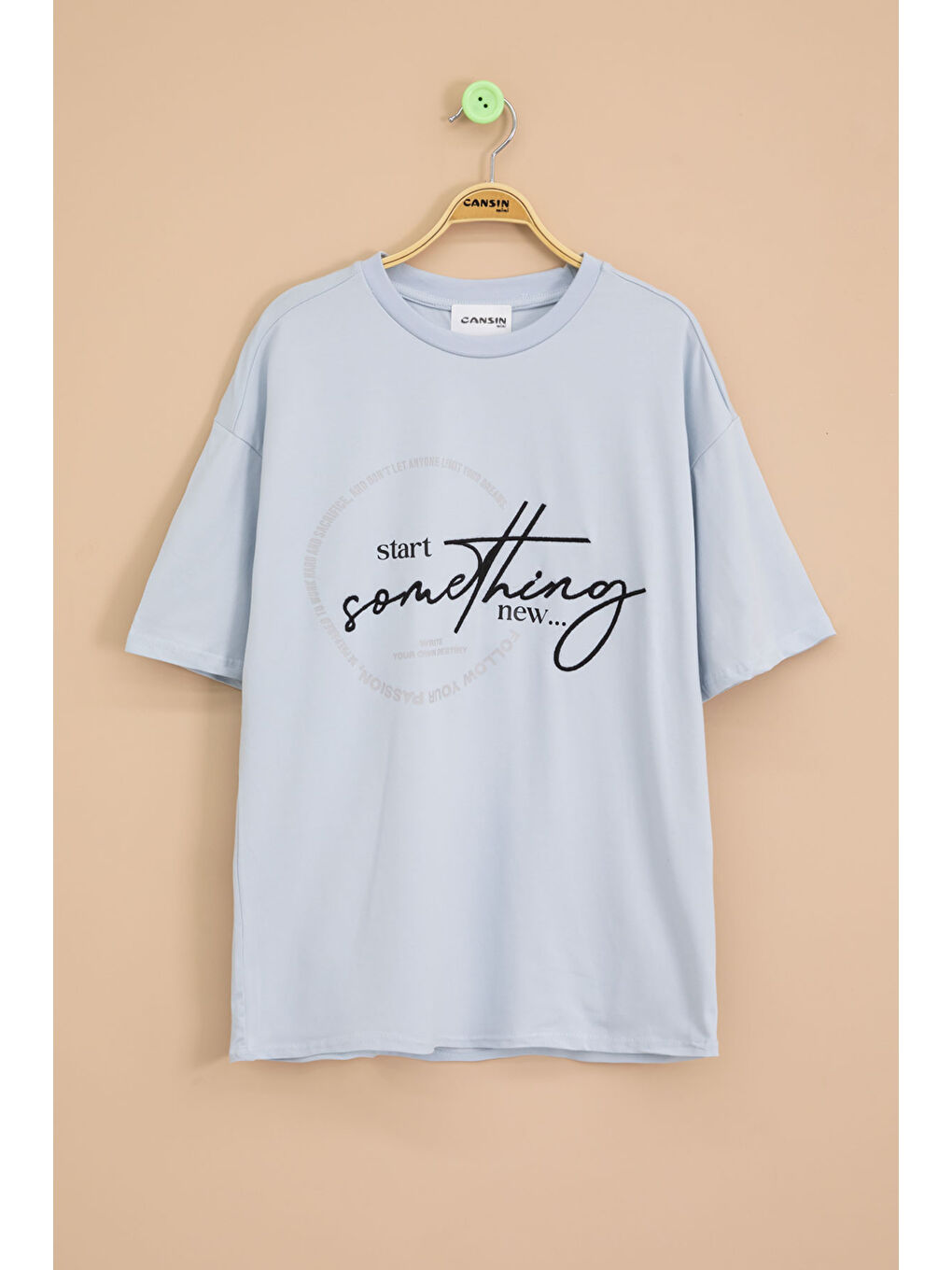 Mavi Yazı Nakışlı Sırtı Baskılı Erkek Çocuk Bisiklet Yaka Tişört 20894