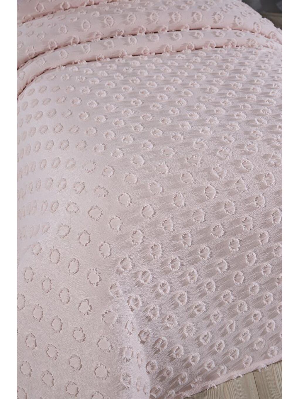 Pembe Konik 2 Parça Tek Kişilik Pike Takımı Pudra-1