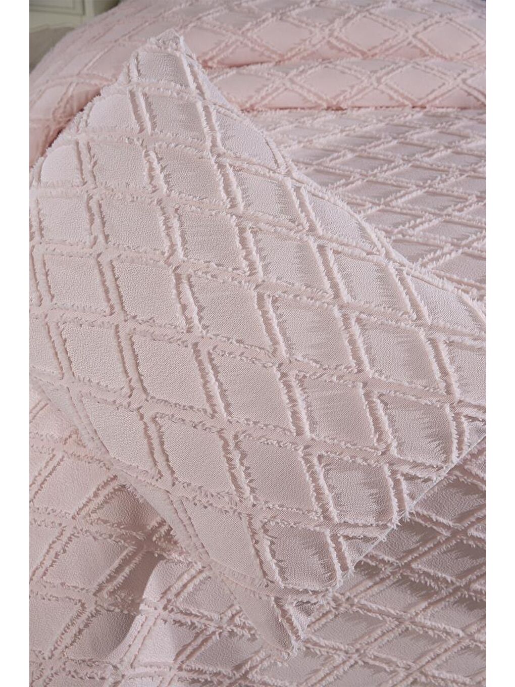 Pembe Vesya 2 Parça Tek Kişilik Pike Takımı Pudra-6