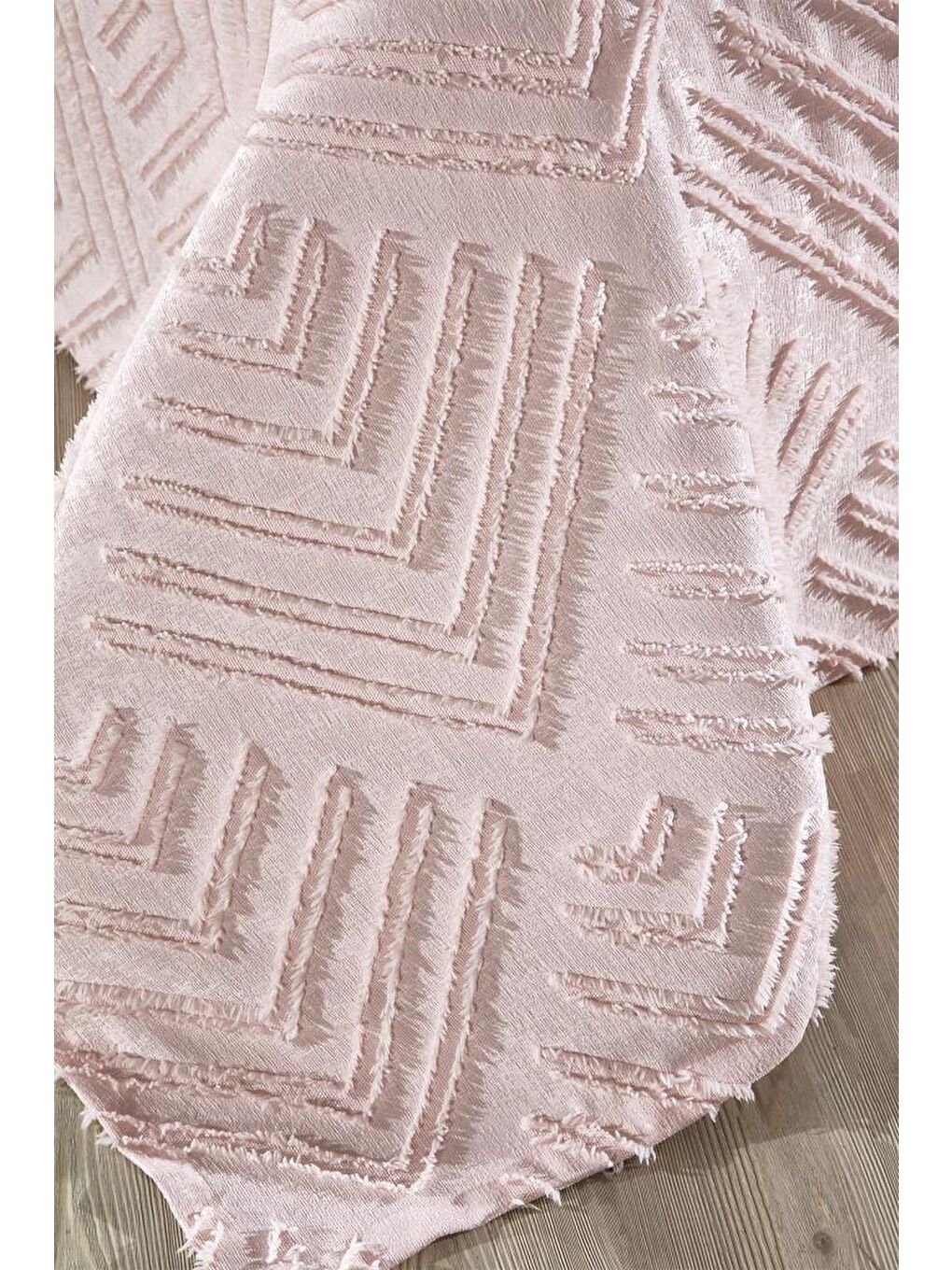 Pembe Pine 2 Parça Tek Kişilik Pike Takımı Pudra-2