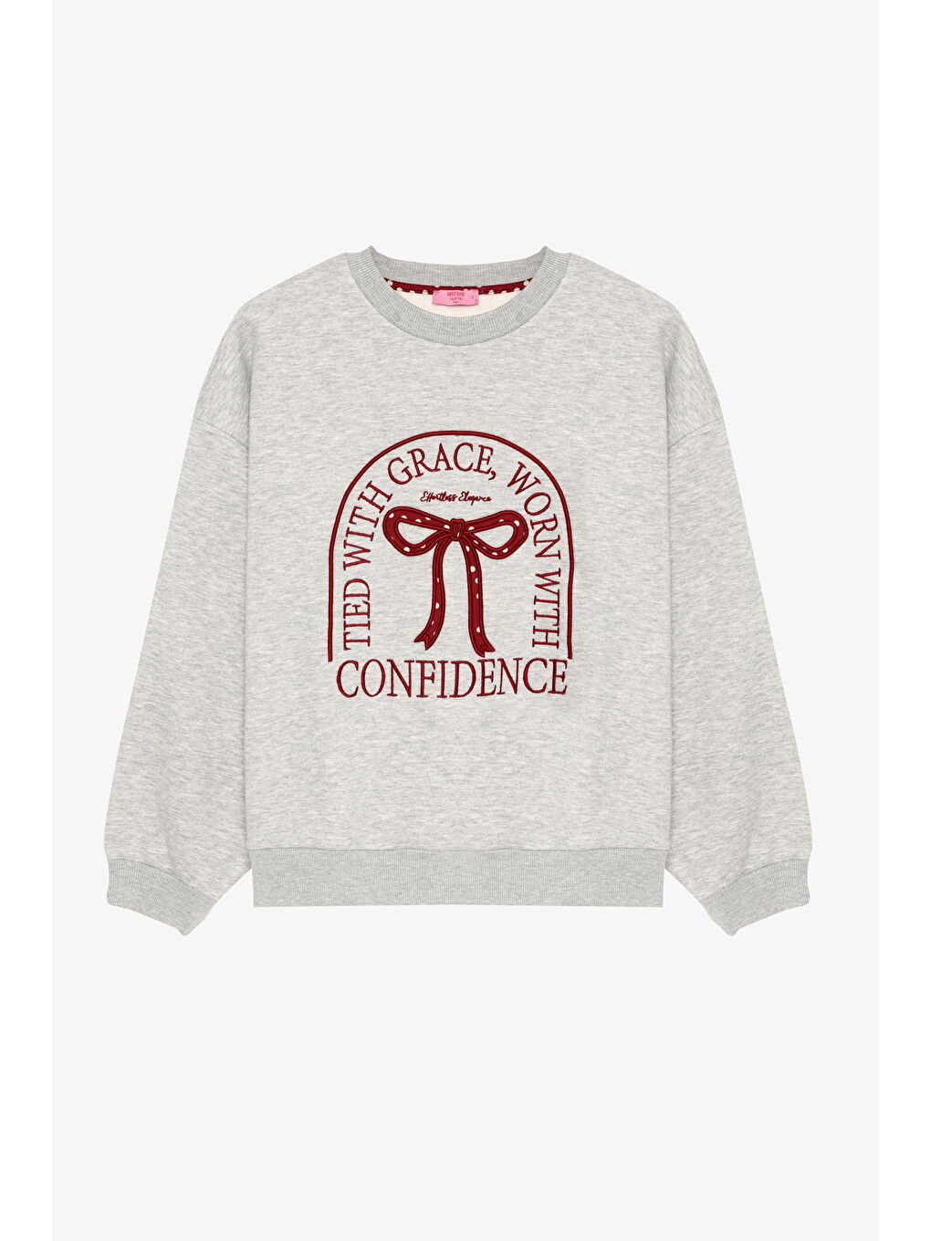 Kurdele ve Yazı Nakışlı Oversize Sweatshirt Grimelanj