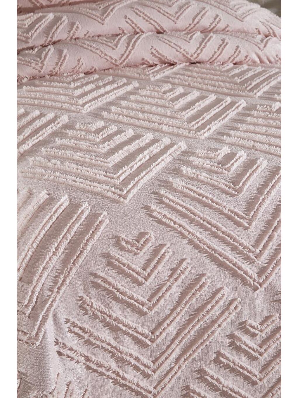 Pembe Pine 2 Parça Tek Kişilik Pike Takımı Pudra-3