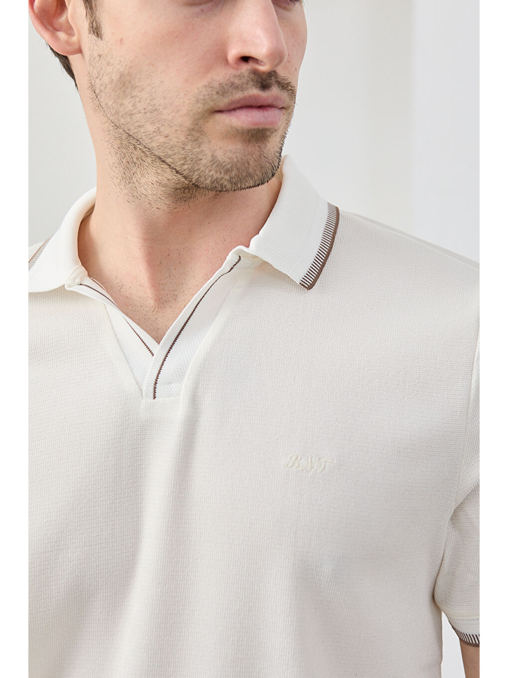 Beyaz Lodz Erkek Polo Yaka Tişört Çekmeyen Pamuklu Kumaş Regular Fit Günlük-5