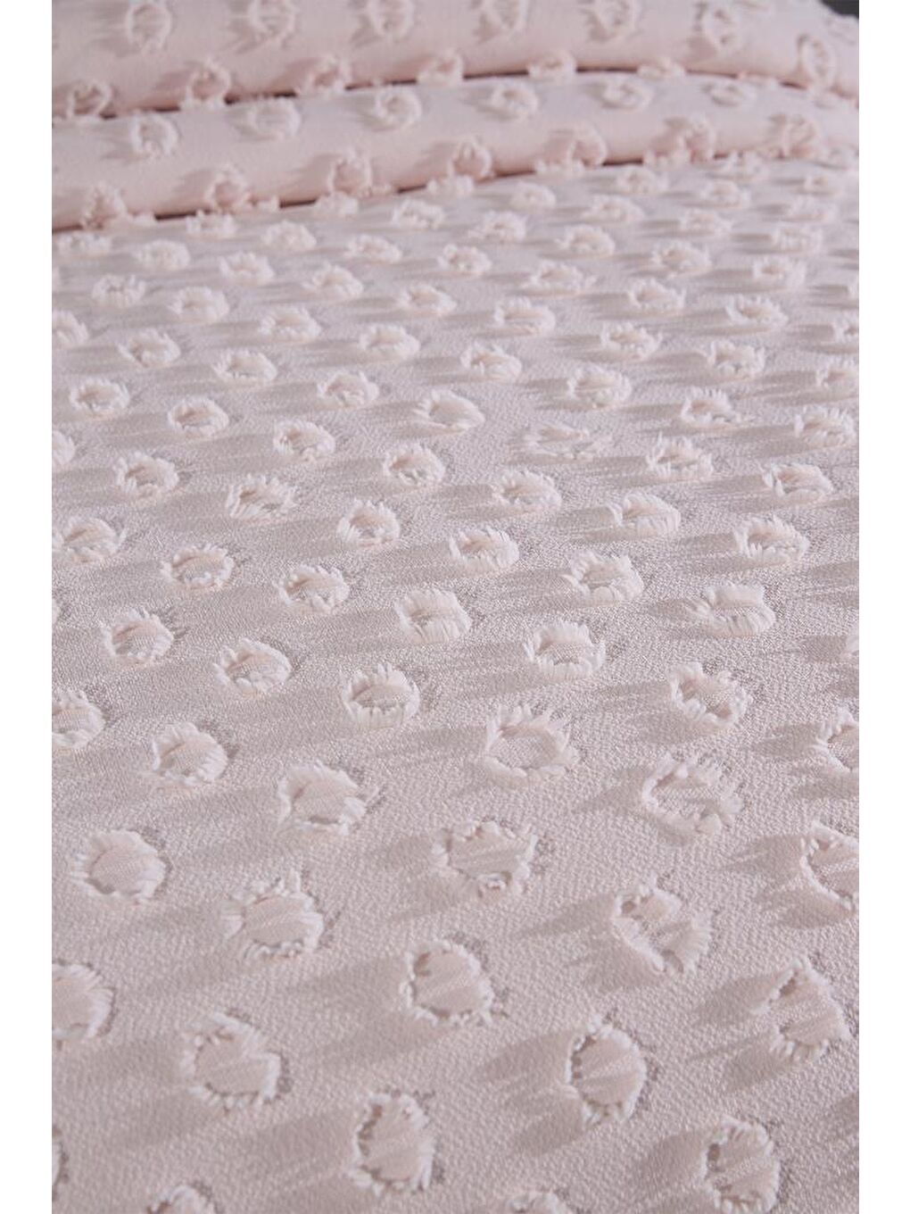 Pembe Konik 2 Parça Tek Kişilik Pike Takımı Pudra-3