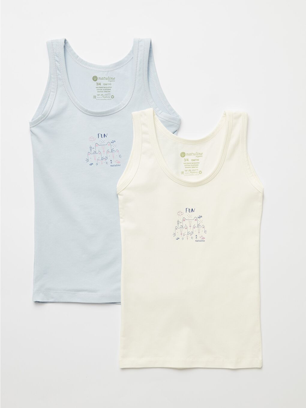 Mavi Kız Çocuk Organik Pamuklu  Atlet FunCat 4 lü Paket-1