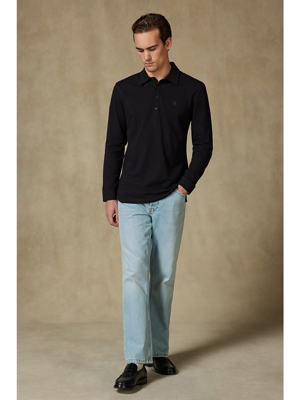 Castle Pike Pamuklu Comfort Fit Siyah Polo Yaka Erkek Düz Polo Shirt-2