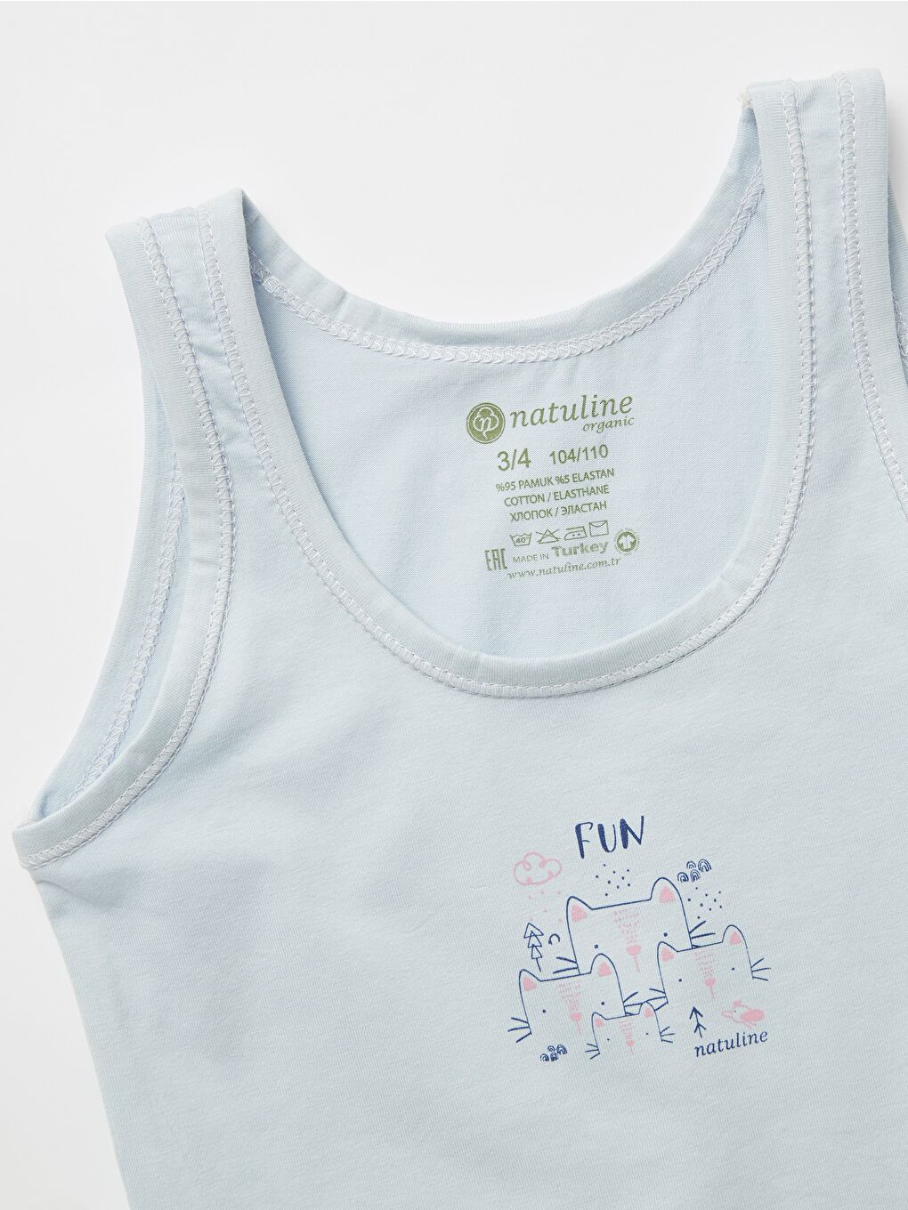 Mavi Kız Çocuk Organik Pamuklu  Atlet FunCat 4 lü Paket-2