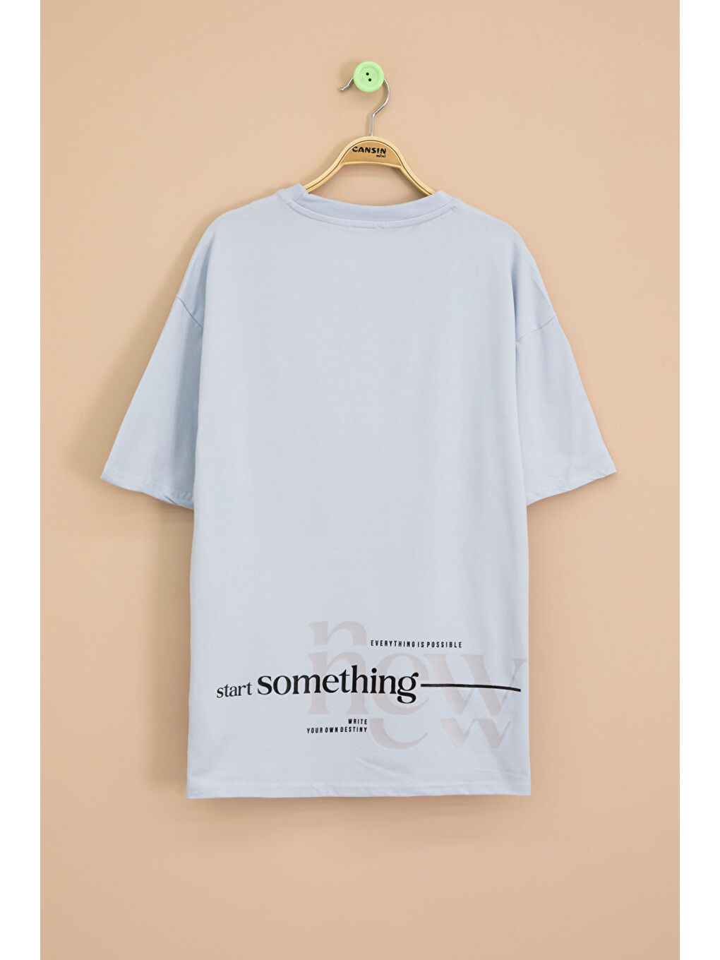 Mavi Yazı Nakışlı Sırtı Baskılı Erkek Çocuk Bisiklet Yaka Tişört 20894-2