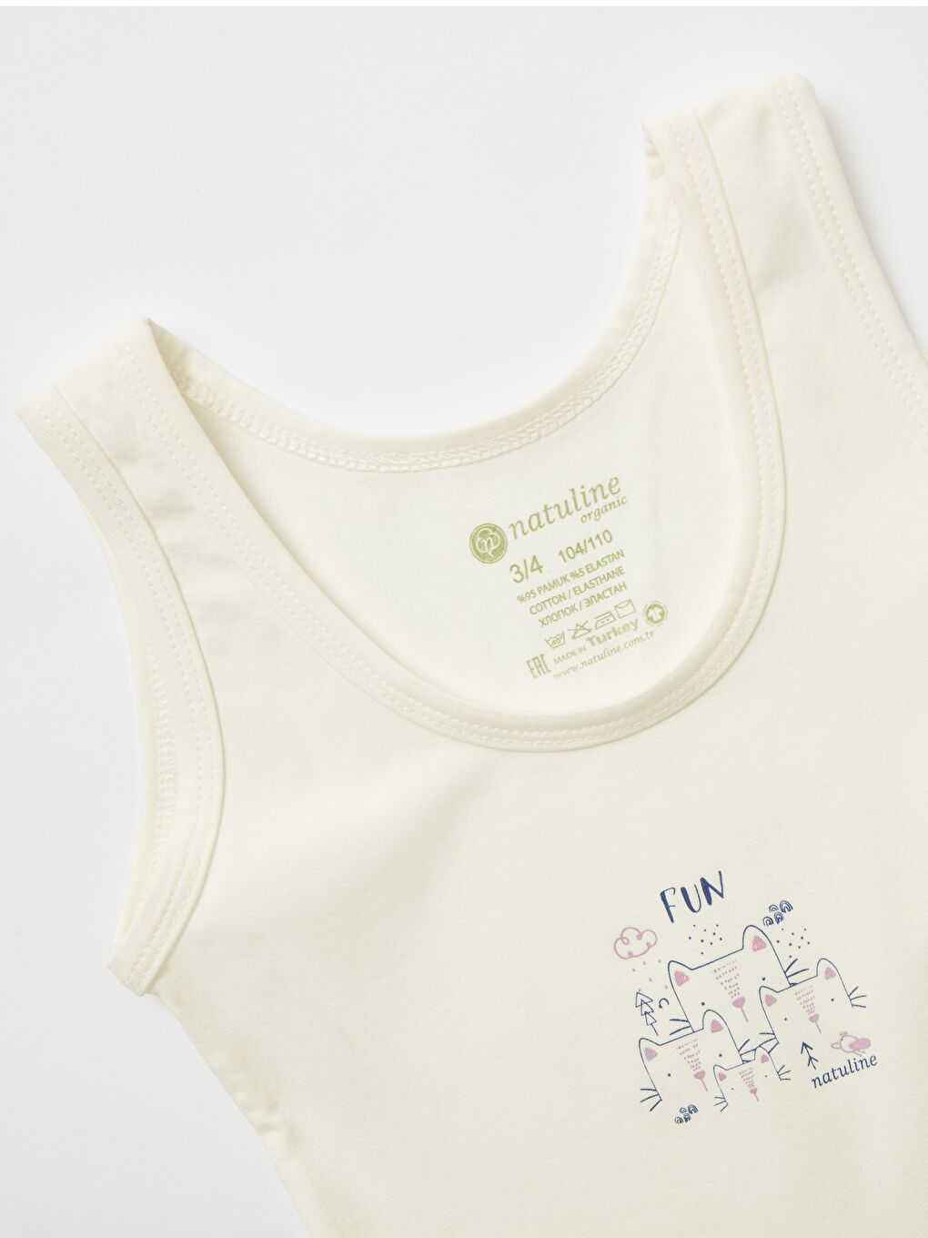 Mavi Kız Çocuk Organik Pamuklu  Atlet FunCat 4 lü Paket-4