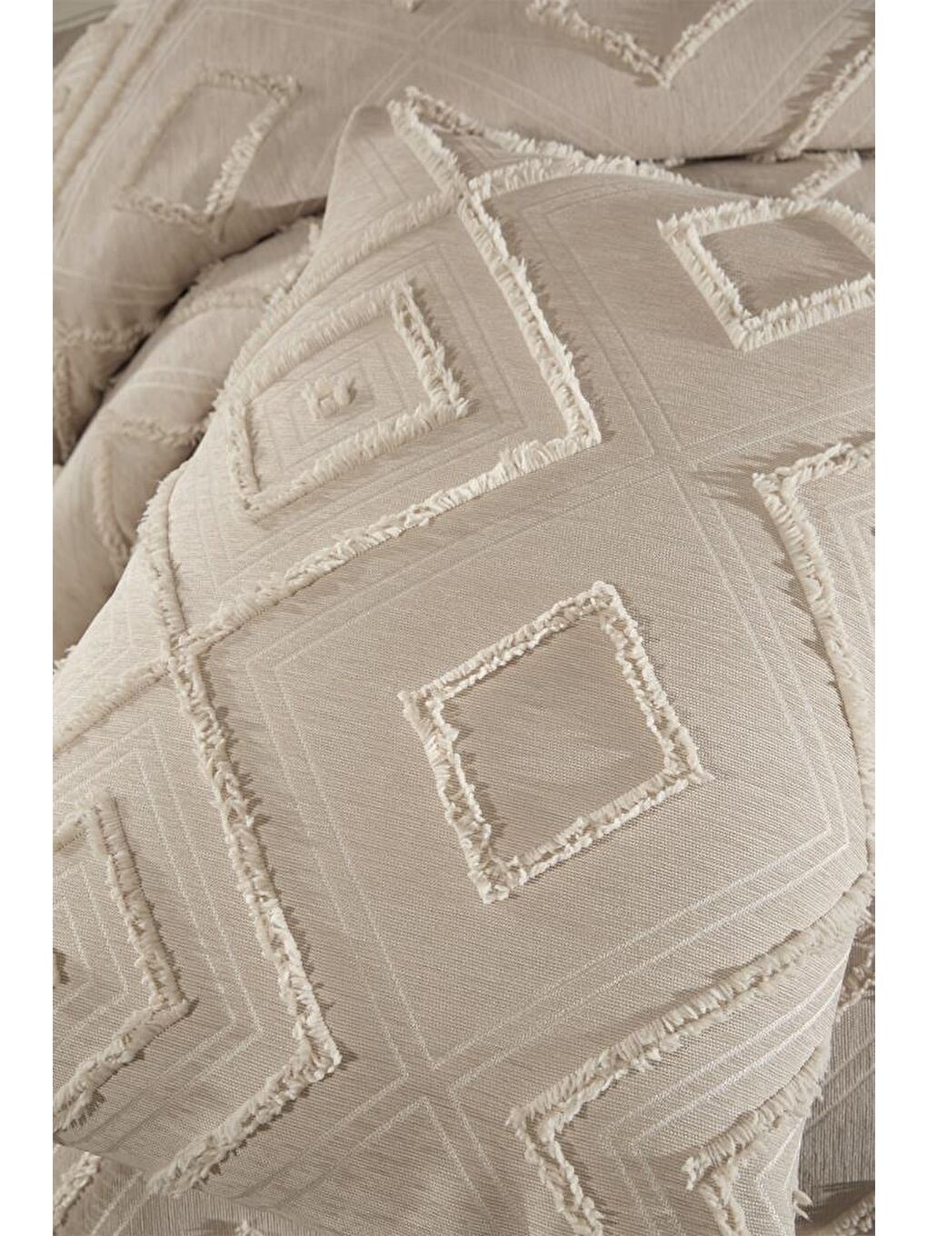 Samira 3 Parça Çift Kişilik Pike Takımı Bej-4